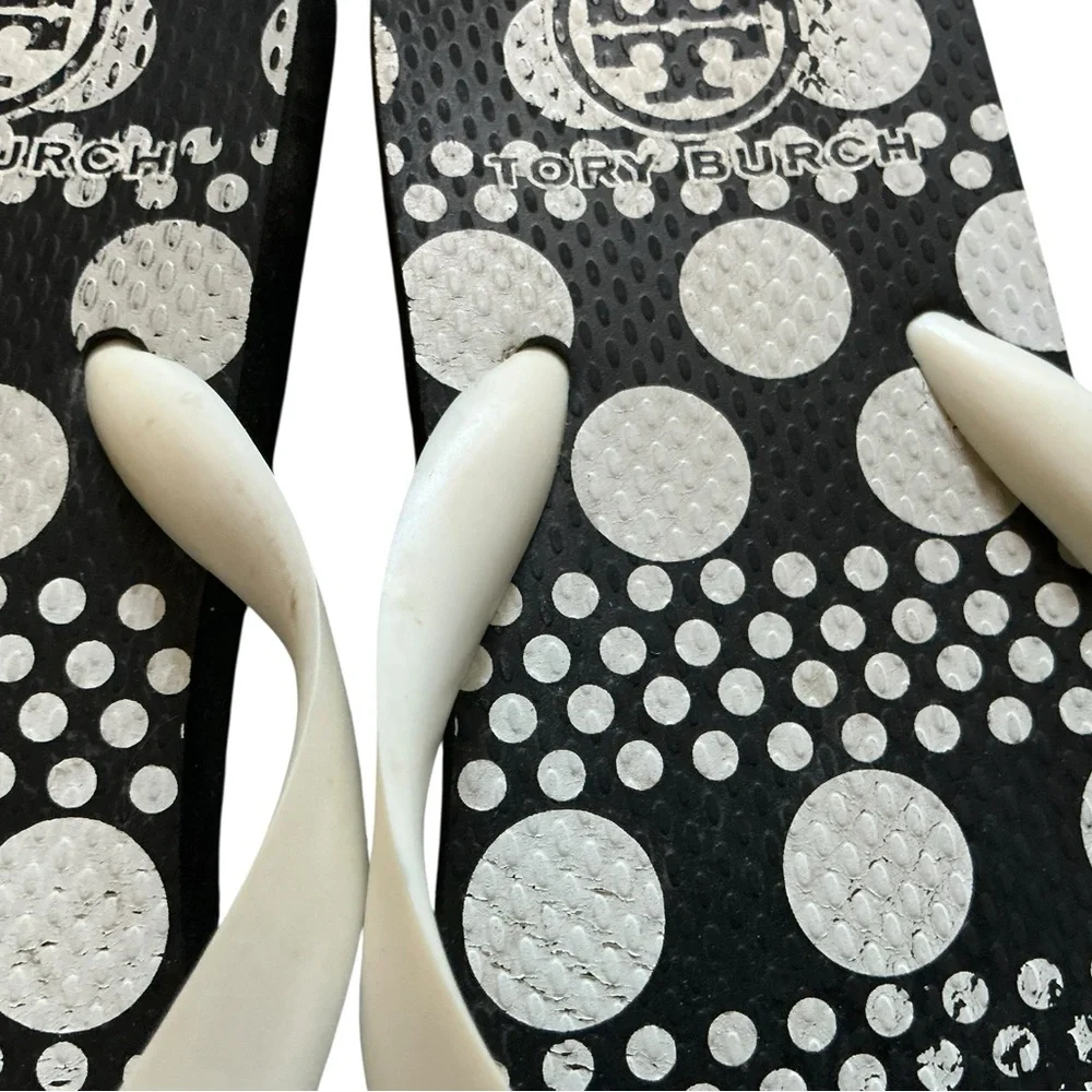 Tory Burch women’s sandals size 8 black white polka dot foam flip flops